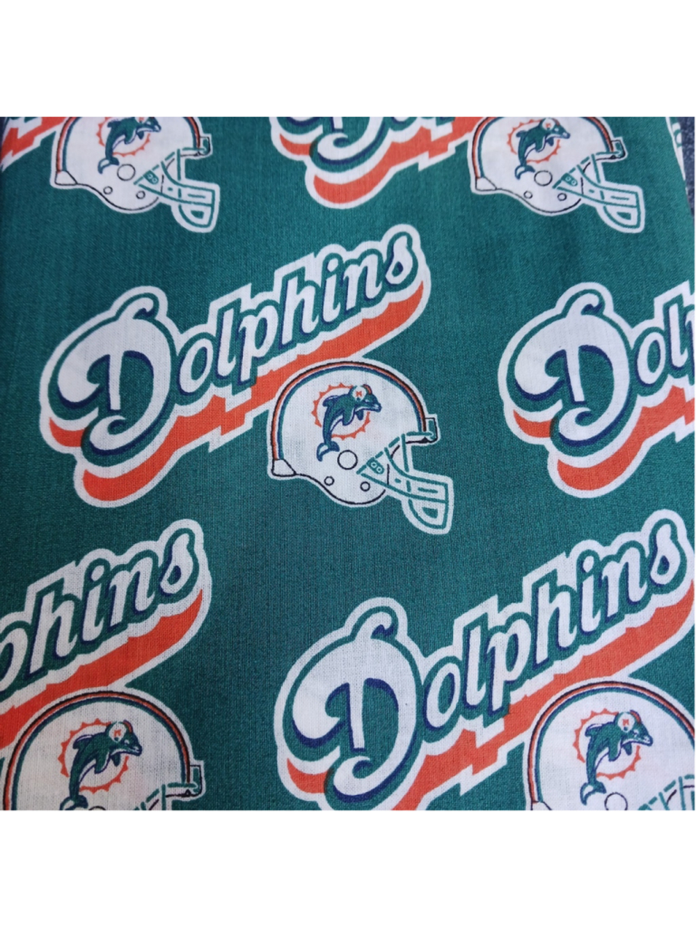 Vintage Licensed NFL Fabric Miami Dolphins Good Couple Yards + Turquoise Orange